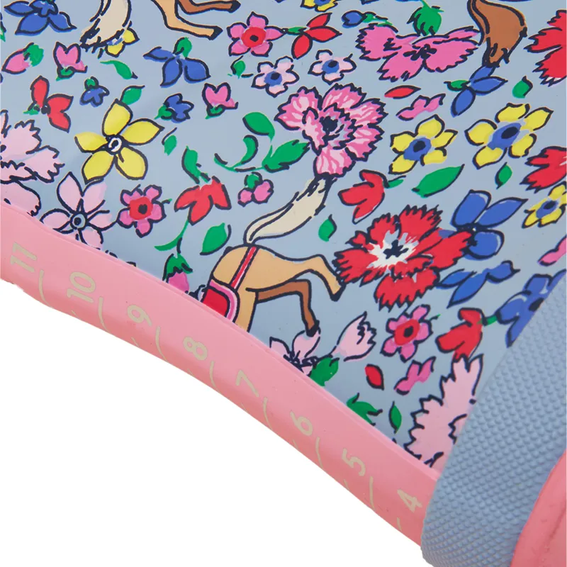 Joules Printed Junior Wellies - Blue Horse-5