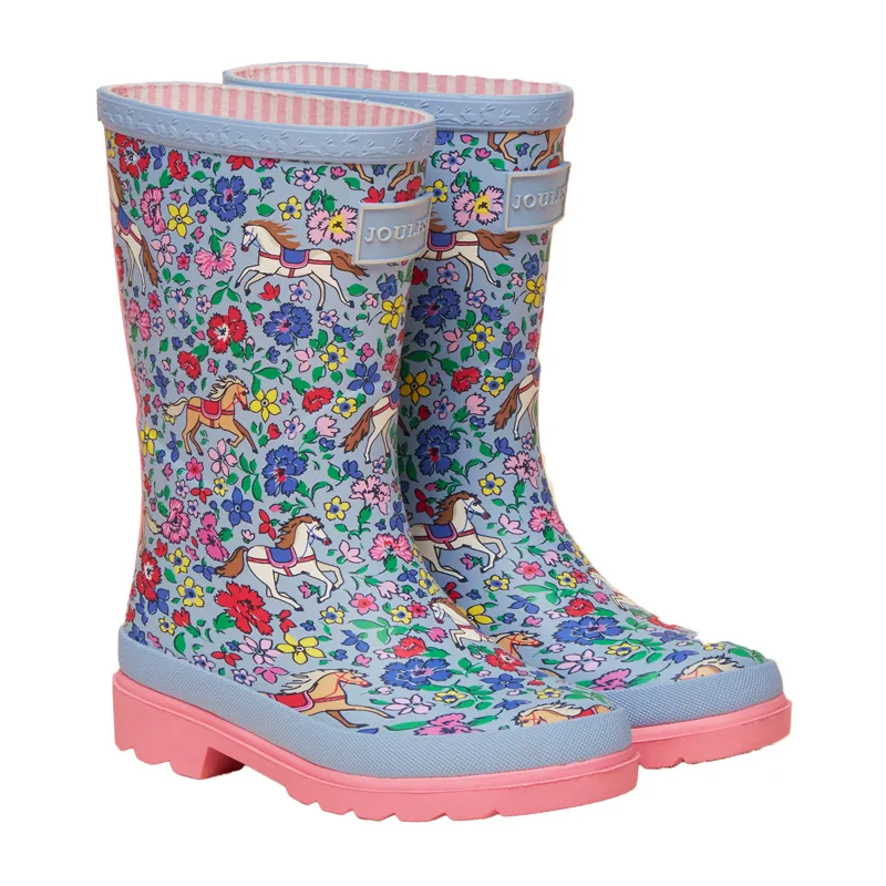 Joules Printed Junior Wellies - Blue Horse