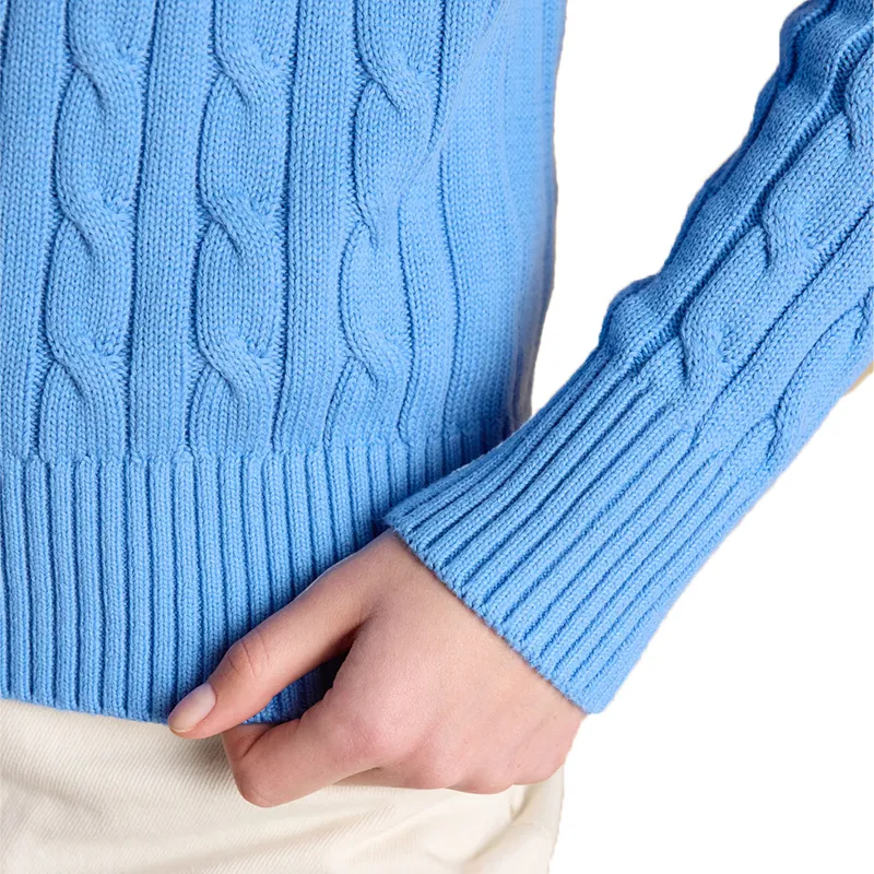 Joules Classic Cable Cotton Womens Crew Neck Jumper - Blue-4