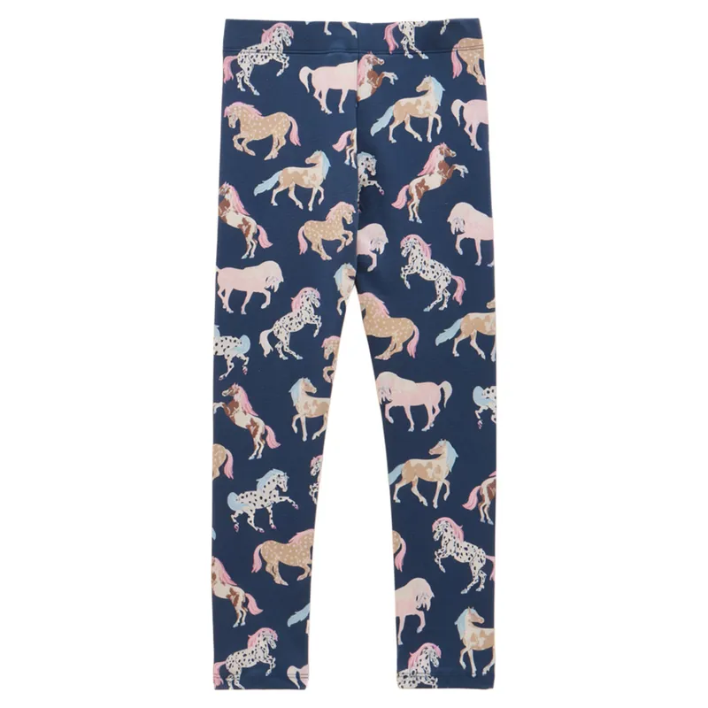Joules DeeDee Junior Girls Jersey Leggings - Navy/Horse Print-1