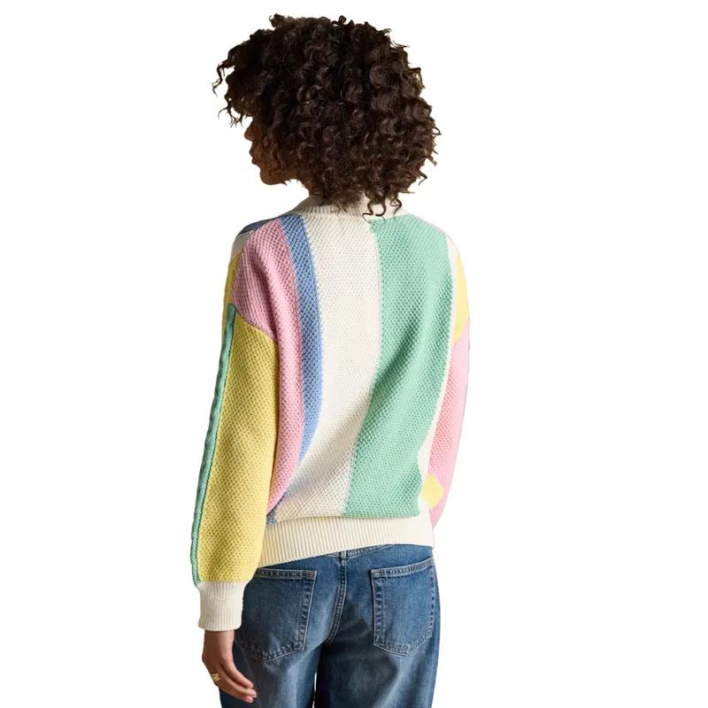 Joules Dibly Womens Cotton Cable Knit Cricket Jumper - Multi Stripe-2