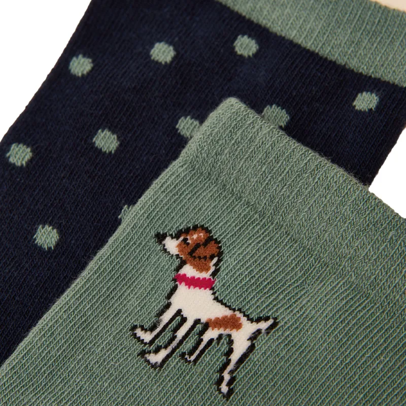 Joules Everyday Womens Socks 2 Pack - Green/Blue-1