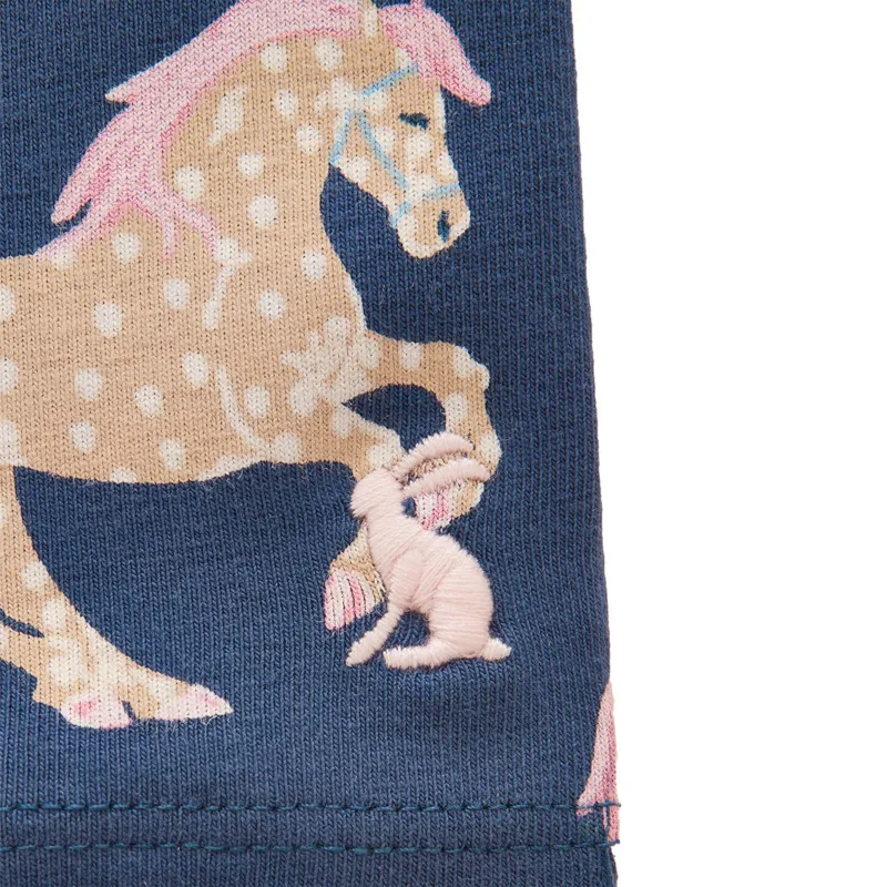 Joules DeeDee Junior Girls Jersey Leggings - Navy/Horse Print-2
