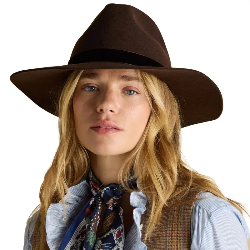 Joules Grove Womens Wool Fedora Hat - Chocolate Brown