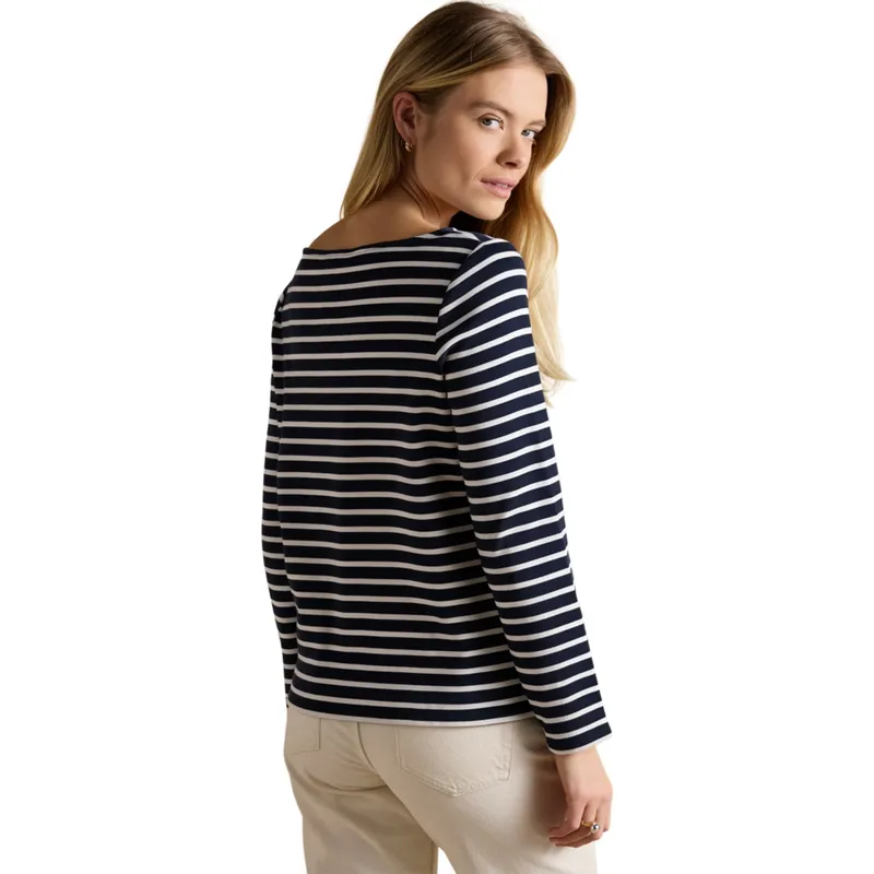 Joules Harbour Womens Long Sleeve Top - Navy/White-1