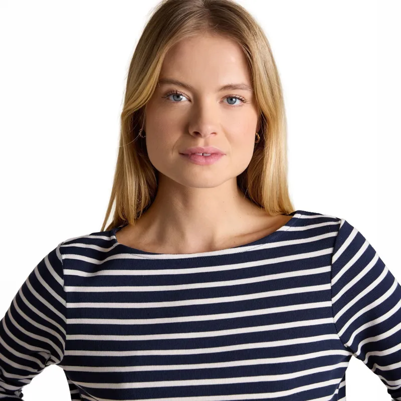 Joules Harbour Womens Long Sleeve Top - Navy/White-3