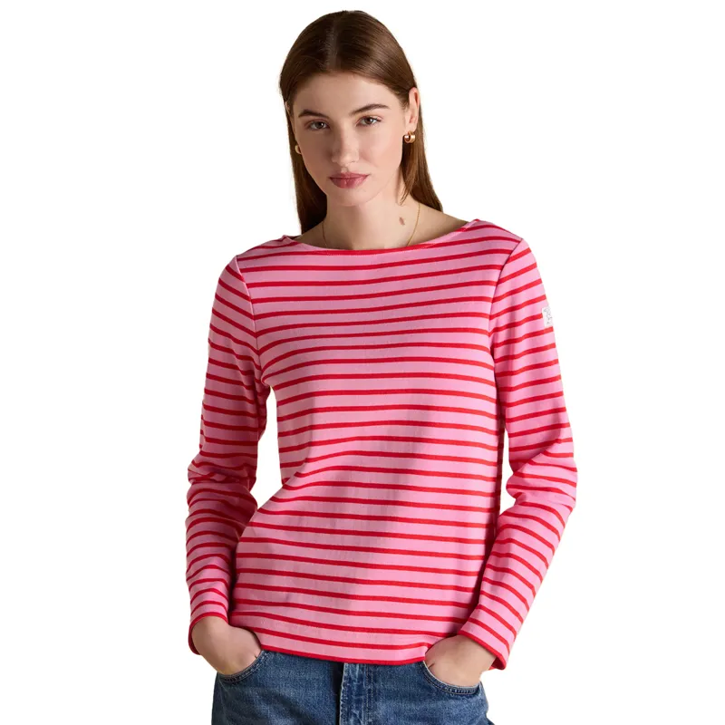 Joules Harbour Womens Long Sleeve Top - Pink/Red Stripe