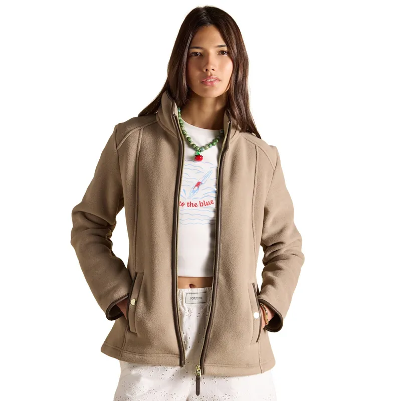 Joules Heritage Womens Full Zip Long Sleeve Fleece - Mink Brown-1