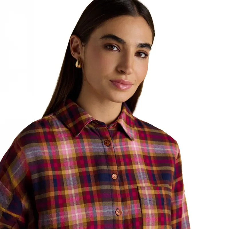 Joules Lorena Womens Brushed Cotton Shirt - Red-3