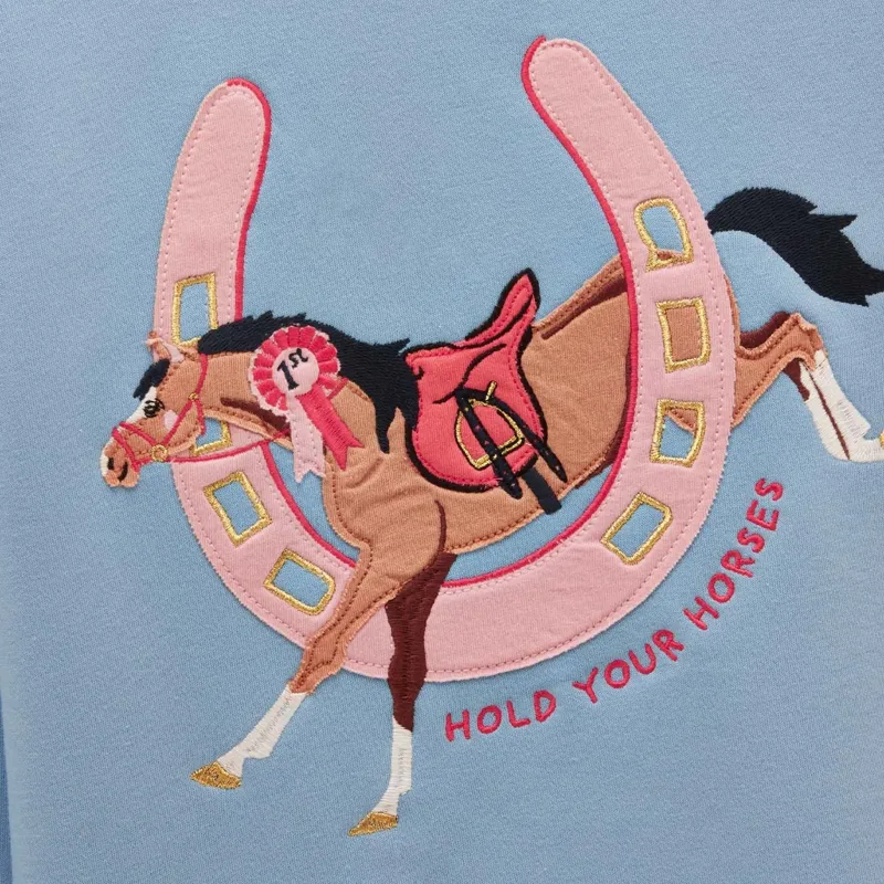 Joules Mackenzie Junior Girls Sweatshirt - Blue/Horse-2
