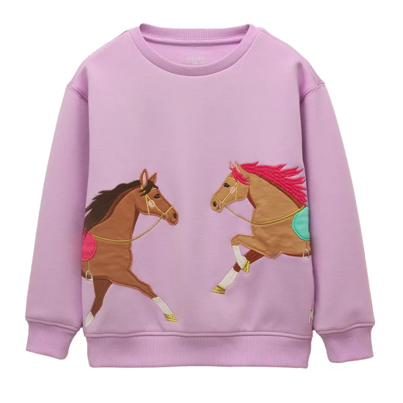 Joules Mackenzie Junior Girls Sweatshirt - Lilac/Horse
