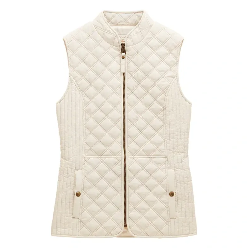 Joules Minx Womens Showerproof Diamond Quilted Gilet - Cream-2