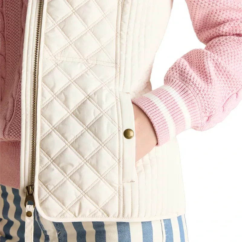 Joules Minx Womens Showerproof Diamond Quilted Gilet - Cream-5