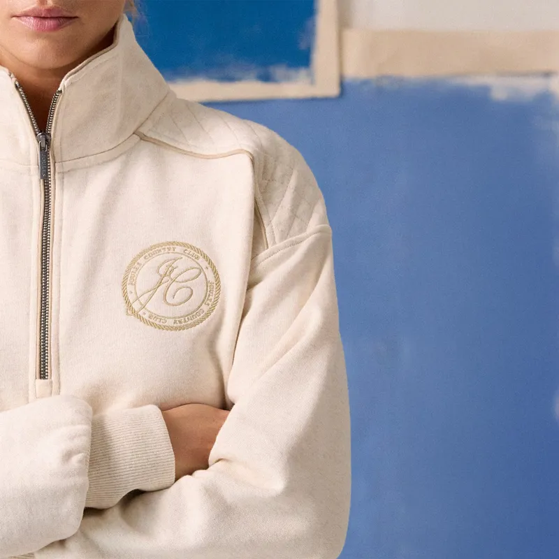 Joules Racquet Womens 1/4 Zip Sweatshirt - Oatmeal-2