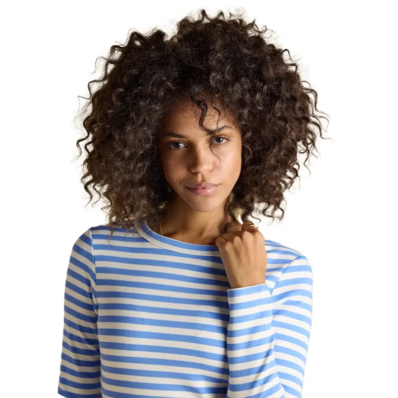 Joules Sophie Womens Ribbed Long Sleeve T-Shirt - Blue Stripe-2