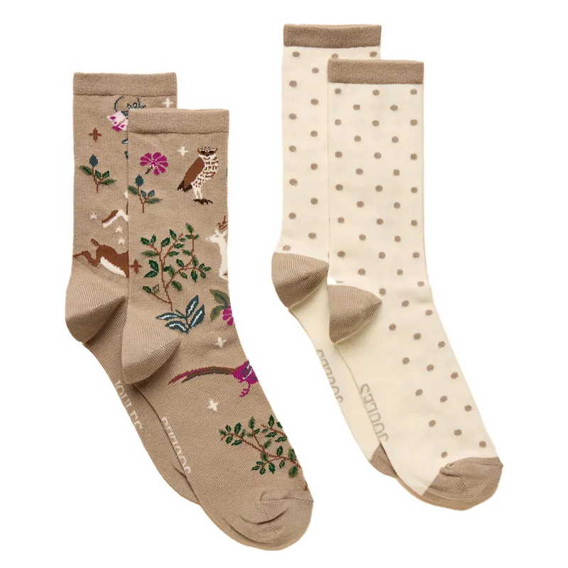 Joules Everyday Womens Socks 2 Pack - Multi and Neutral