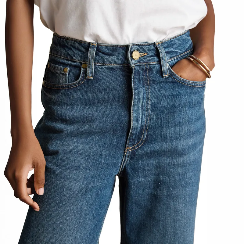 Joules High Rise Wide Leg Womens Jeans - Blue-3