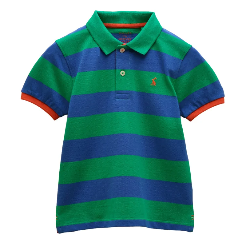 Joules Woody Junior Boys Polo Shirt - Green/Blue/Stripe