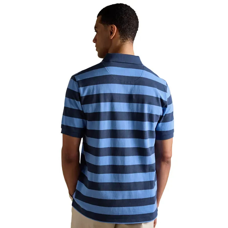 Joules Woody Stripe Mens Cotton Pique Polo Shirt - Blue/Navy-3