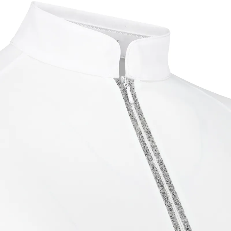 Kentucky Classic Womens Glitter Zipper Show Shirt - White-2