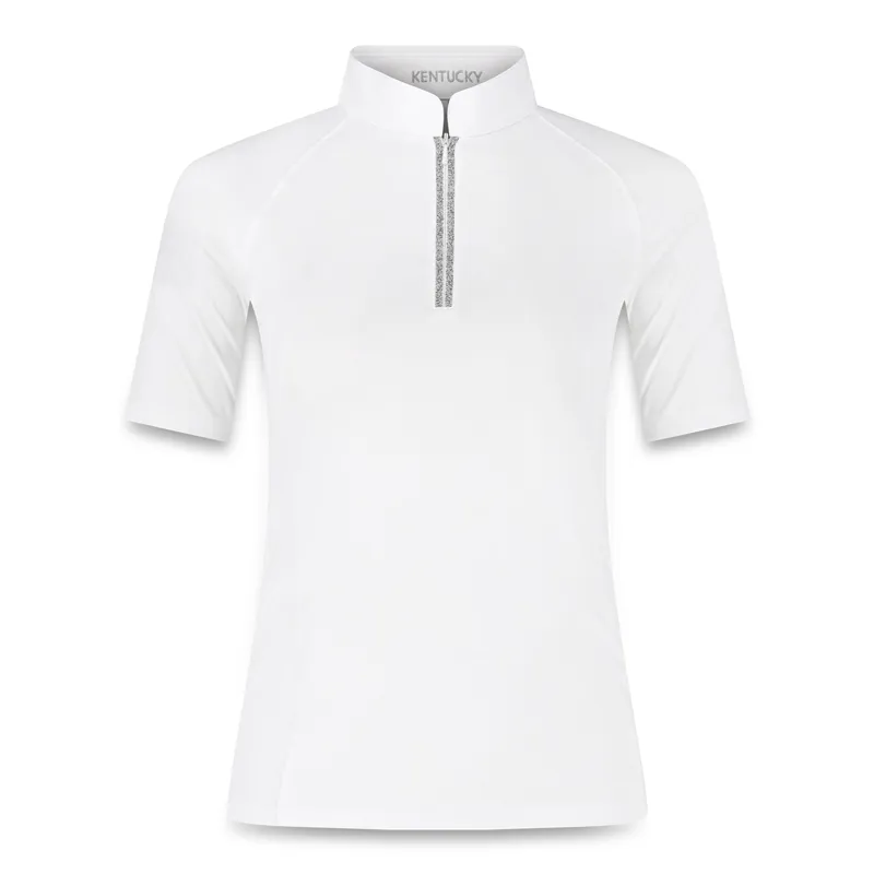 Kentucky Classic Womens Glitter Zipper Show Shirt - White