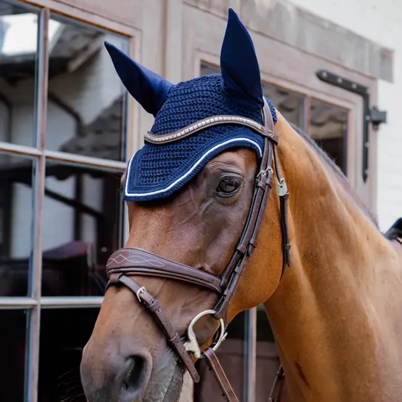 Kentucky Wellington Diamond Rope Soundless Ear Fly Veil - Navy-2