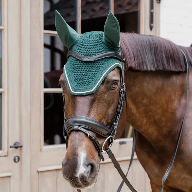 Kentucky Wellington Diamond Rope Soundless Ear Fly Veil - Pine Green-2