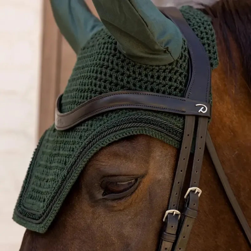 Kentucky Wellington Velvet Mini Pearls Soundless Fly Veil - Pine Green-2