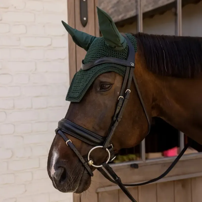 Kentucky Wellington Velvet Mini Pearls Soundless Fly Veil - Pine Green-1