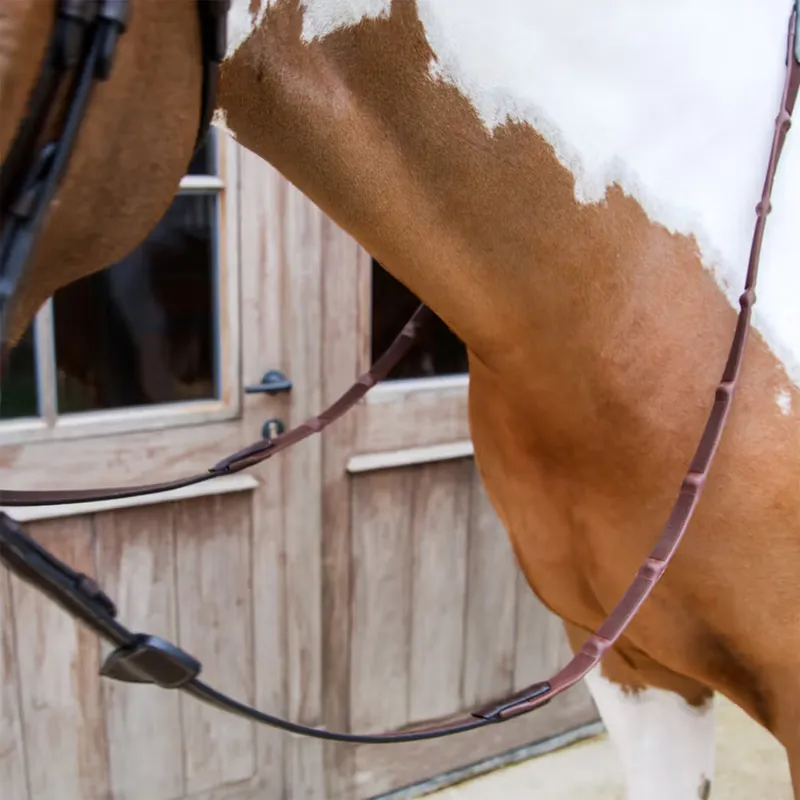 Dy'On Working 1/2 Rubber Reins with 7 Integrated Stops - Brown-2