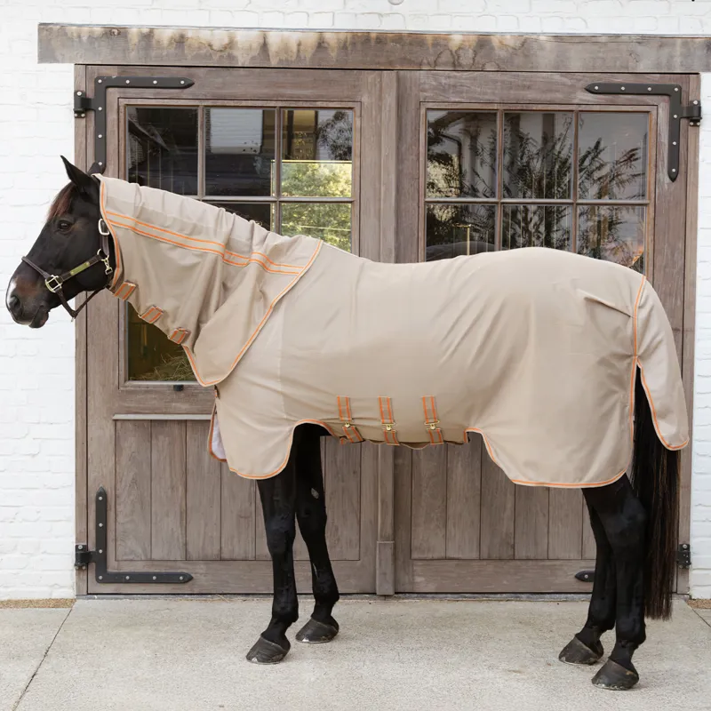 Kentucky Mesh Comfort Detachable Neck Fly Rug - Beige/Orange