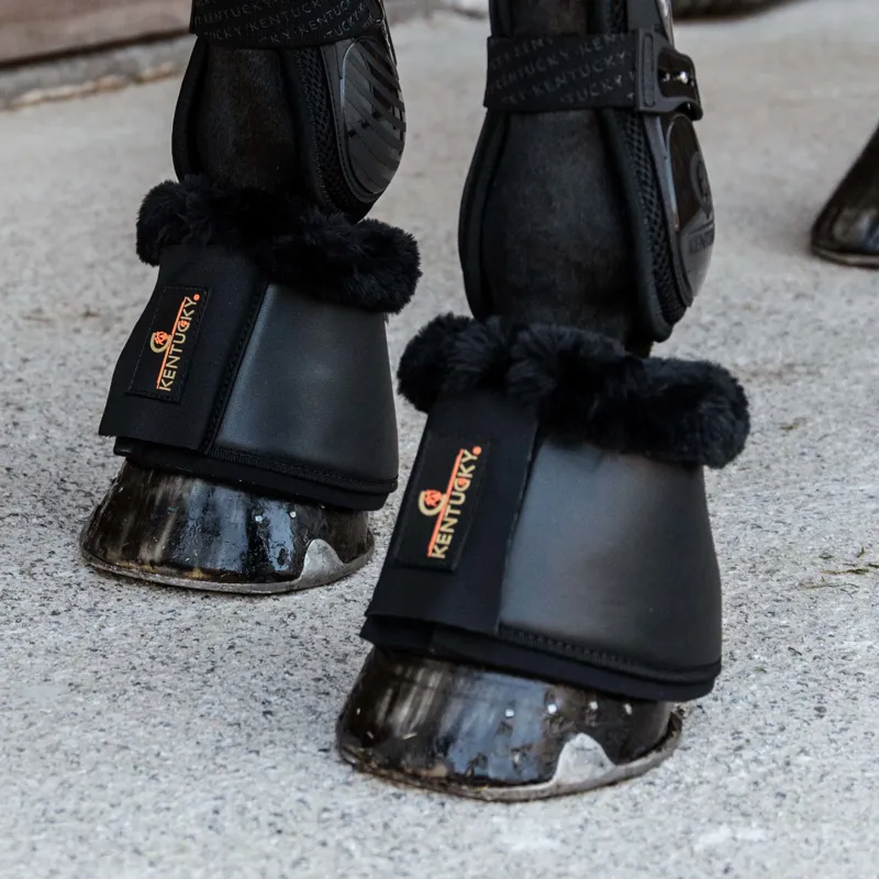 Kentucky Sheepskin Leather Overreach Boots - Black/Black-2