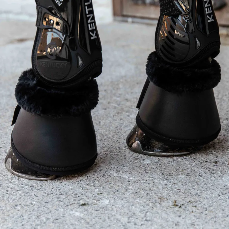 Kentucky Sheepskin Leather Overreach Boots - Black/Black-3