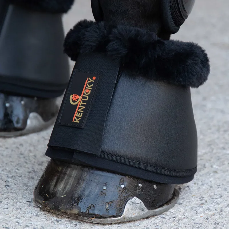 Kentucky Sheepskin Leather Overreach Boots - Black/Black-1