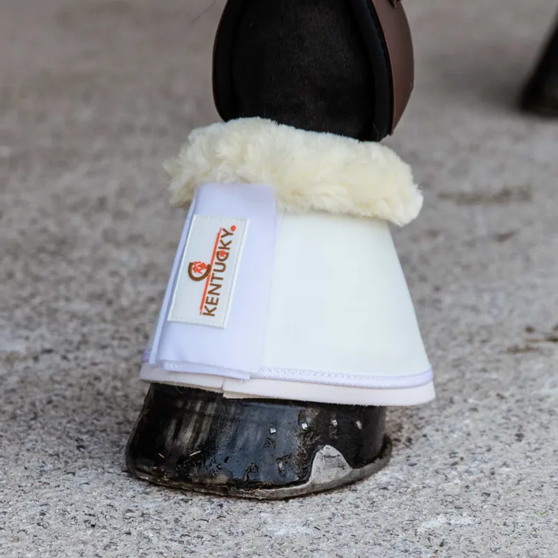 Kentucky Sheepskin Leather Overreach Boots - White/Natural-3