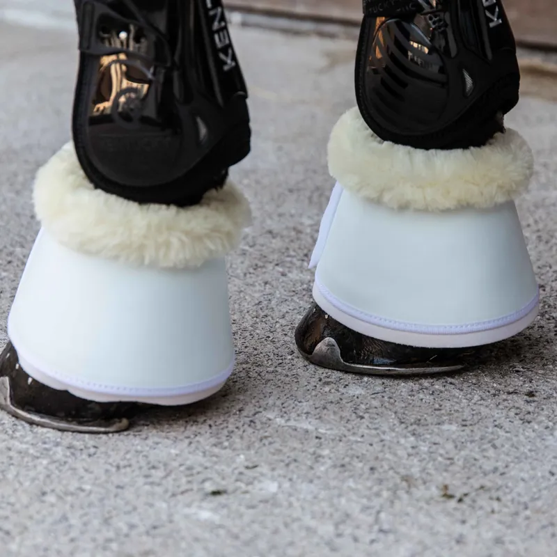 Kentucky Sheepskin Leather Overreach Boots - White/Natural-2