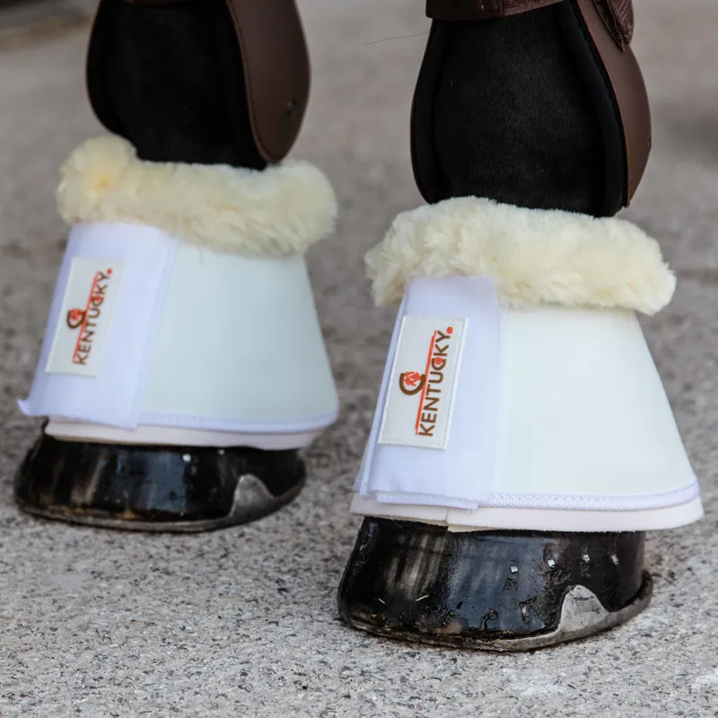 Kentucky Sheepskin Leather Overreach Boots - White/Natural-1