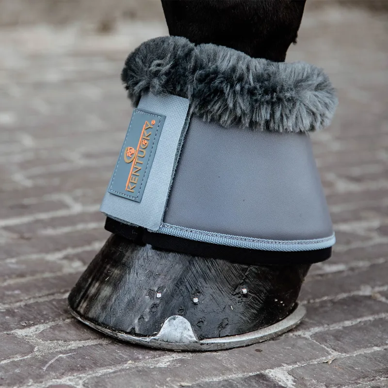 Kentucky Sheepskin Leather Overreach Boots - Grey/Grey-1