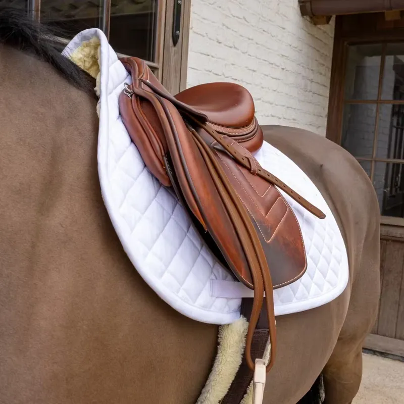 Kentucky Skin Friendly Sheepskin Diamond Jumping Saddlecloth - White-2