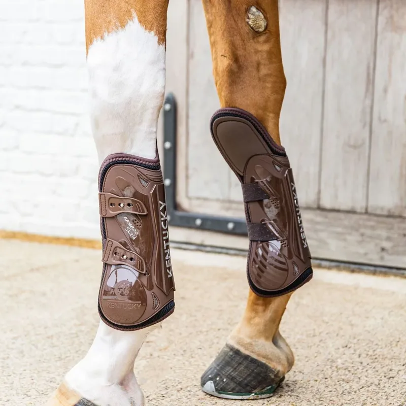 Kentucky Elastic Knee Protection Tendon Boots - Brown-4
