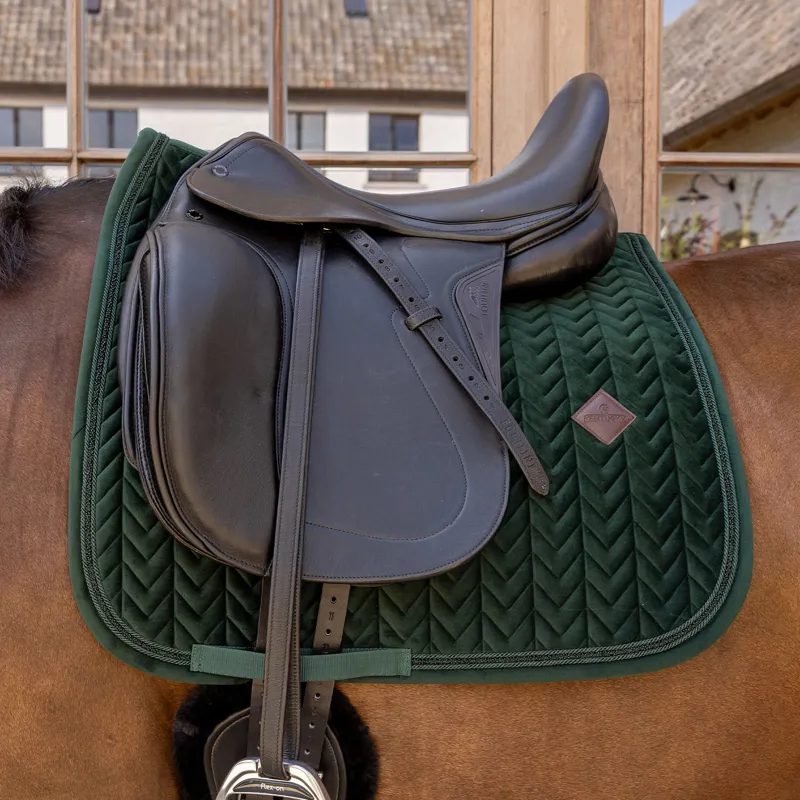 Kentucky Velvet Mini Pearls Dressage Saddlecloth - Pine Green-1