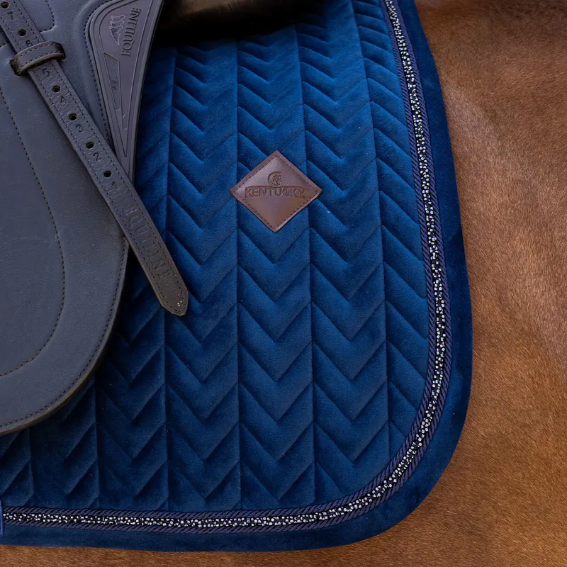 Kentucky Velvet Mini Pearls Dressage Saddlecloth - Navy-2