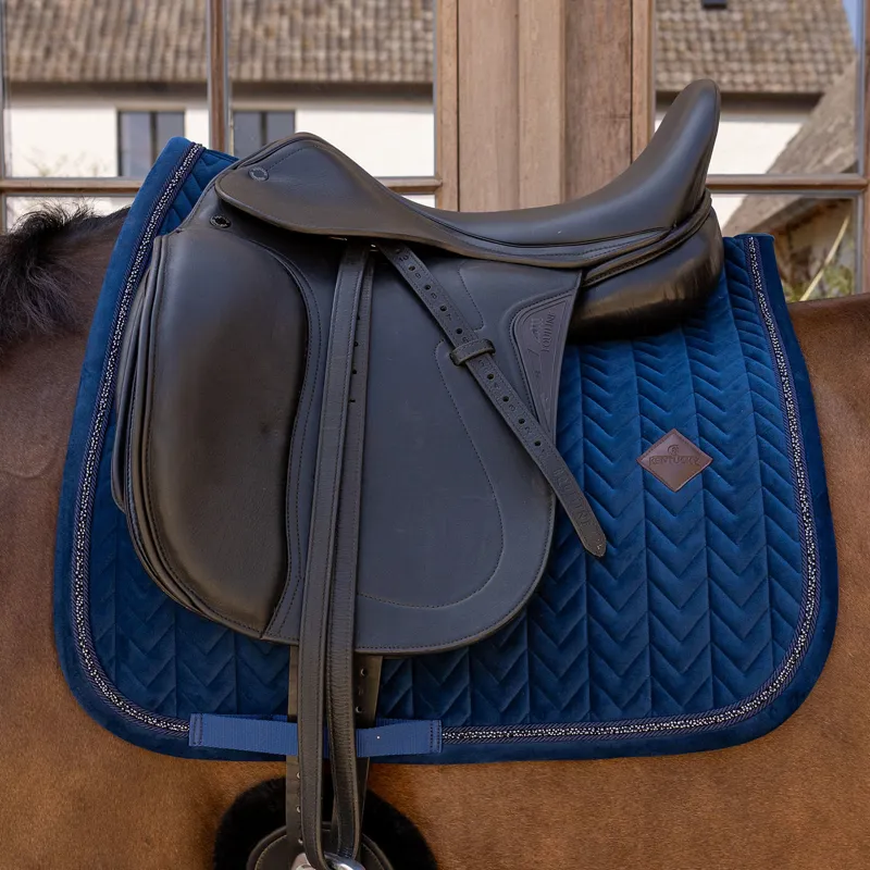 Kentucky Velvet Mini Pearls Dressage Saddlecloth - Navy-1