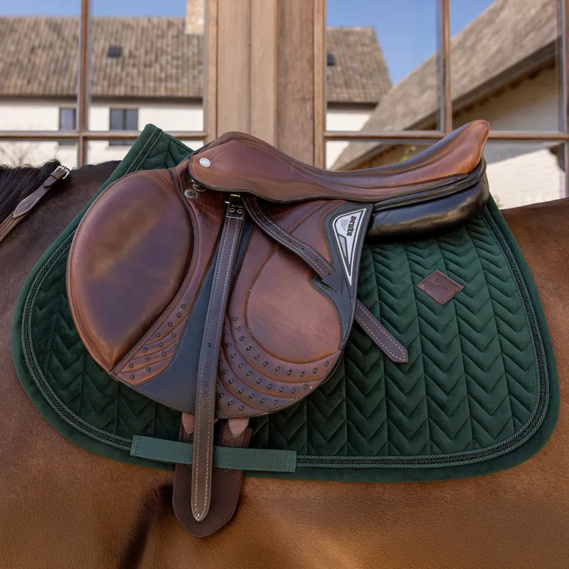 Kentucky Velvet Mini Pearls Show Jump Saddlecloth - Pine Green-1
