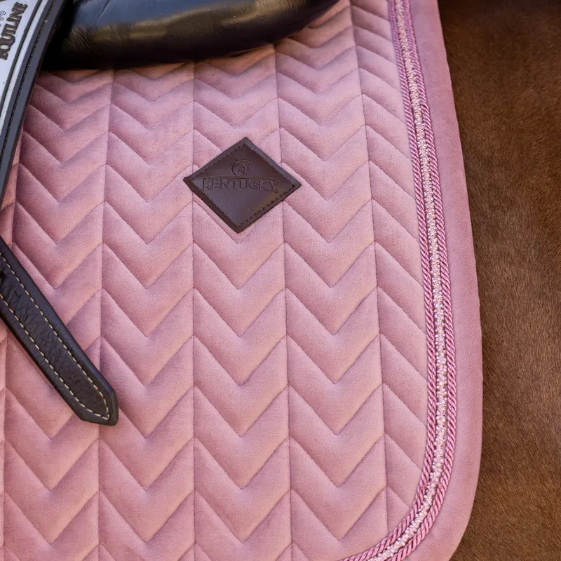 Kentucky Velvet Mini Pearls Show Jump Saddlecloth - Old Rose-2