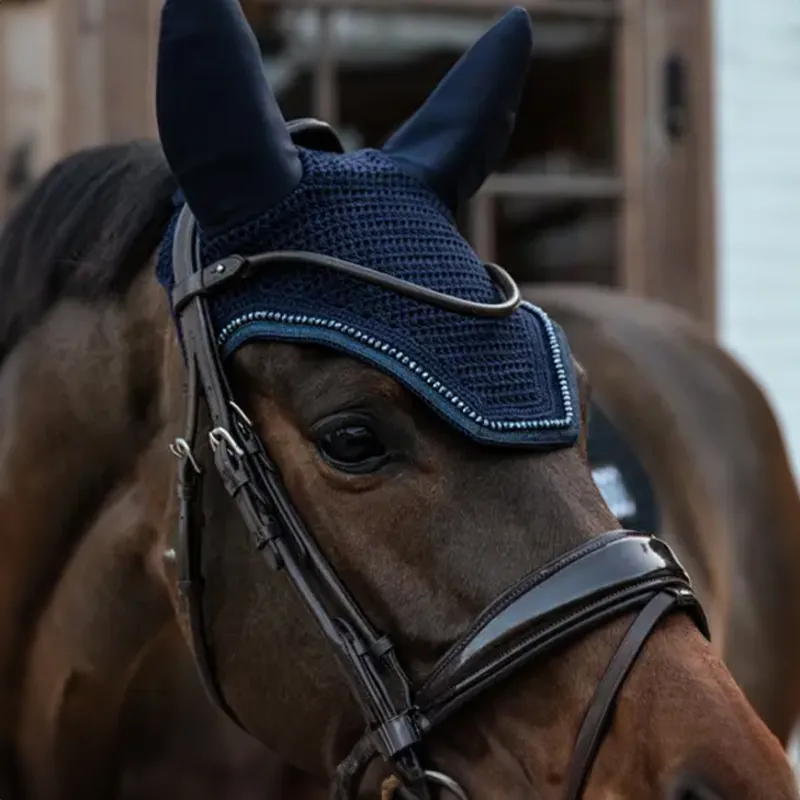 Kentucky Wellington Gilitter Band Fly Veil - Navy-1