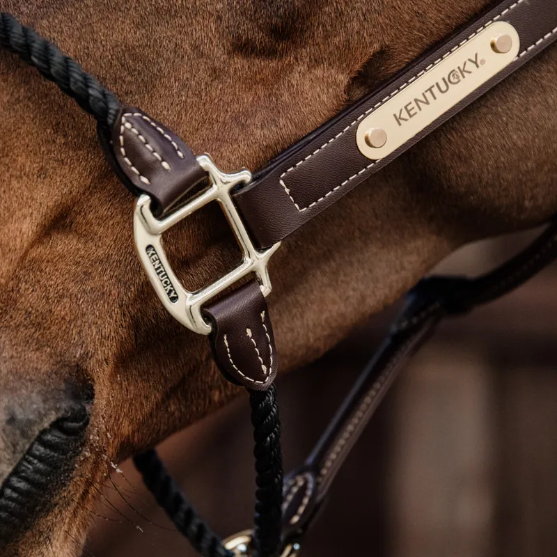 Kentucky Artificial Leather Rope Headcollar - Brown-1