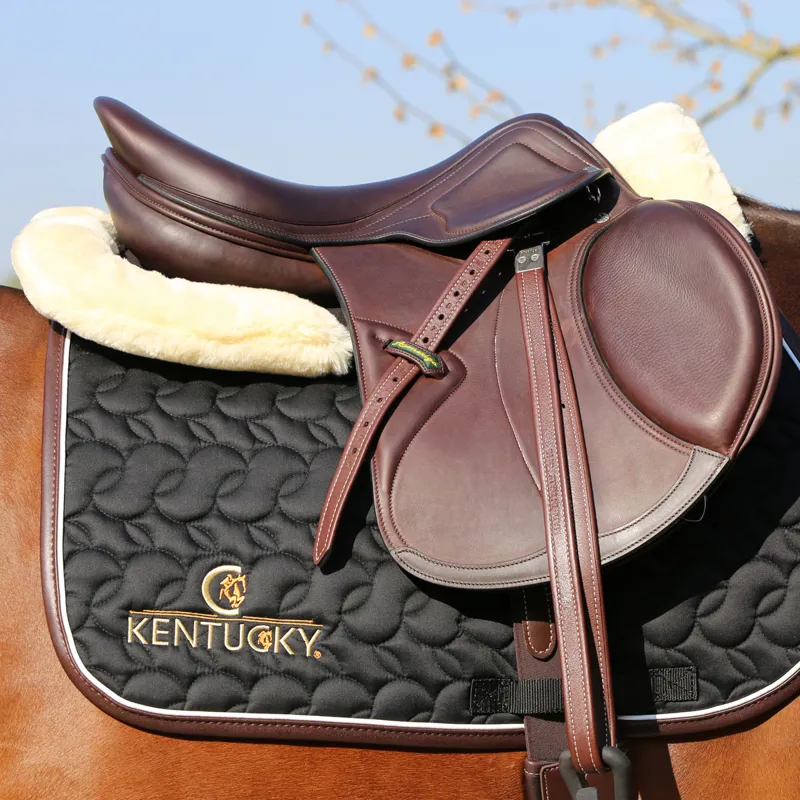 Kentucky Sheepskin Anatomic Absorb Half Pad - Black/Natural-4