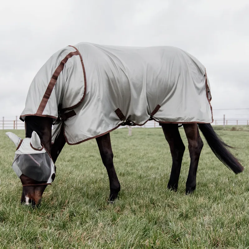 Kentucky Classic Mesh Detachable Neck Fly Rug - Silver-3