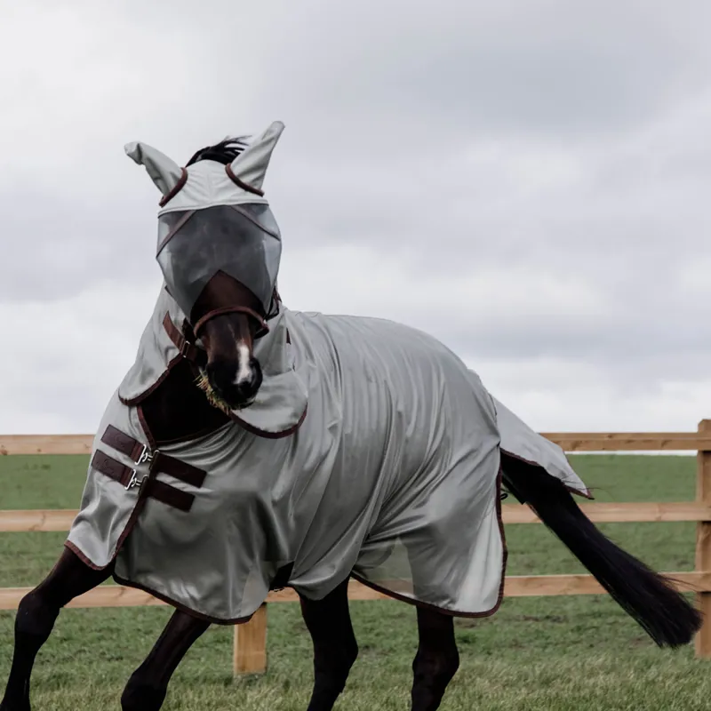 Kentucky Classic Mesh Detachable Neck Fly Rug - Silver-2
